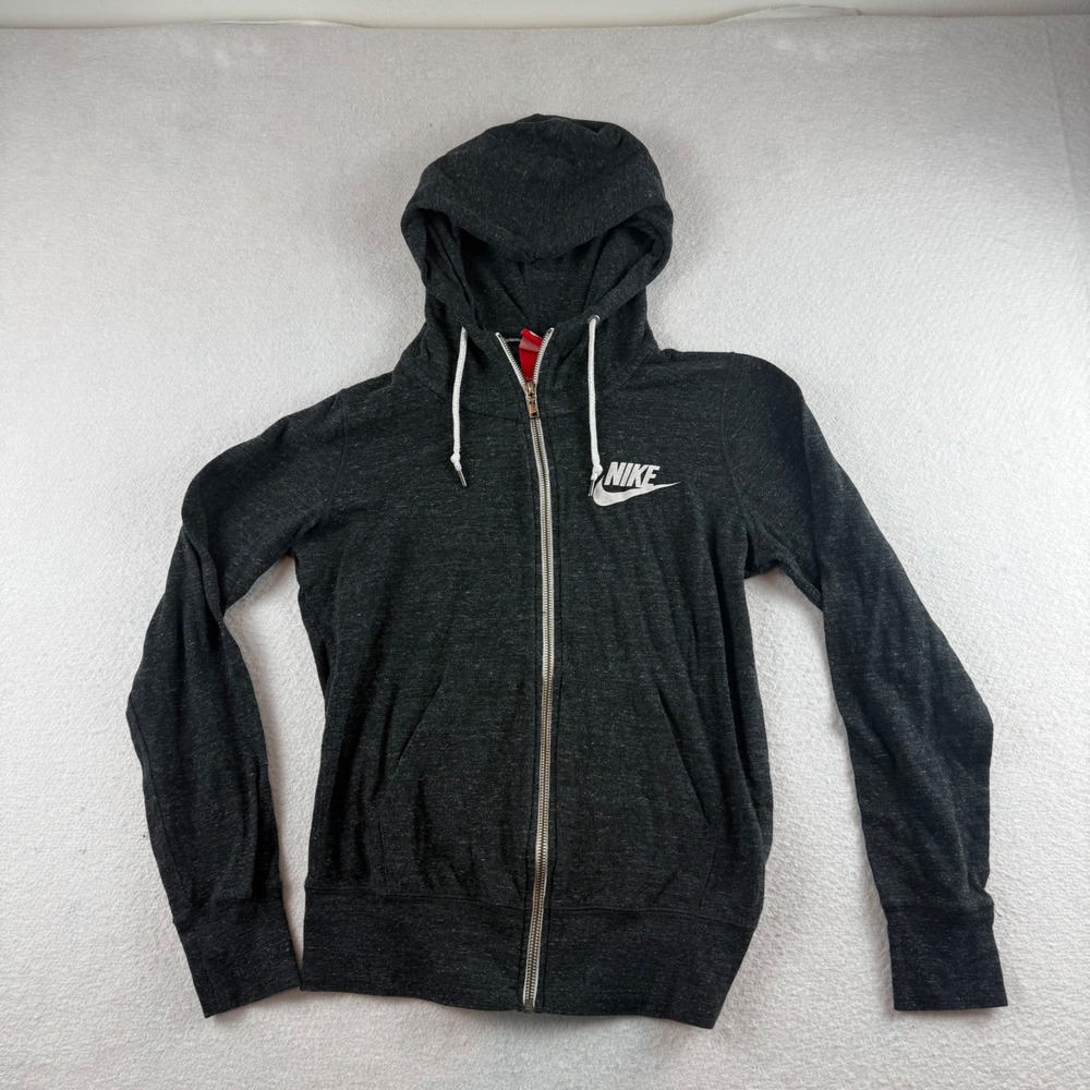 Nike Sportswear Gym Vintage Full Zip Hoodie Charcoal Heather Gray Medium